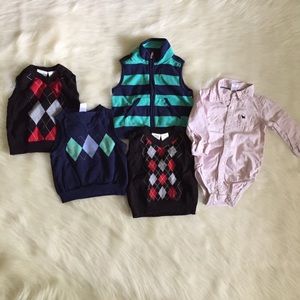 *Bundle Set of 5* Babys Vest & Button Up Onesie